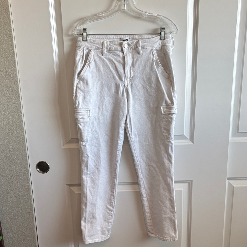PAIGE White Ankle Cargo Pants